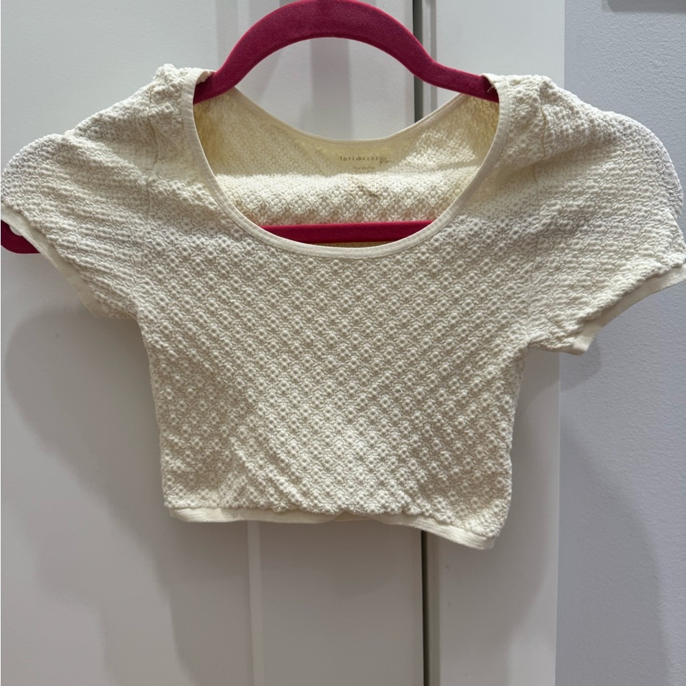 Free People Cream Textured Crop Top